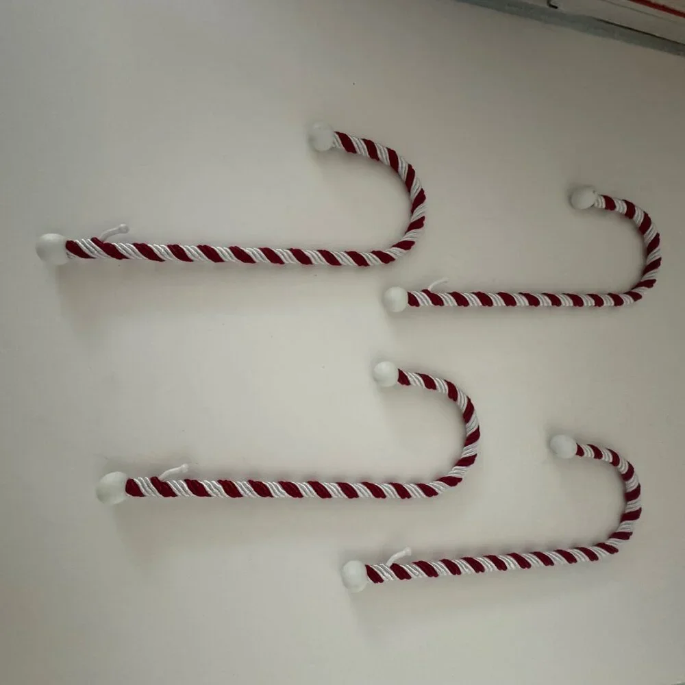 Four Fireplace Mantle Candy Cane Stocking Holders 9 inches